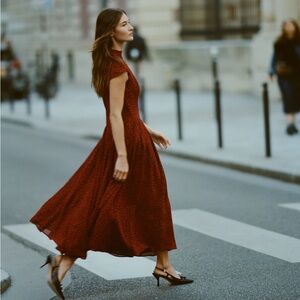 Reformation Maven Dress Red - Size 4